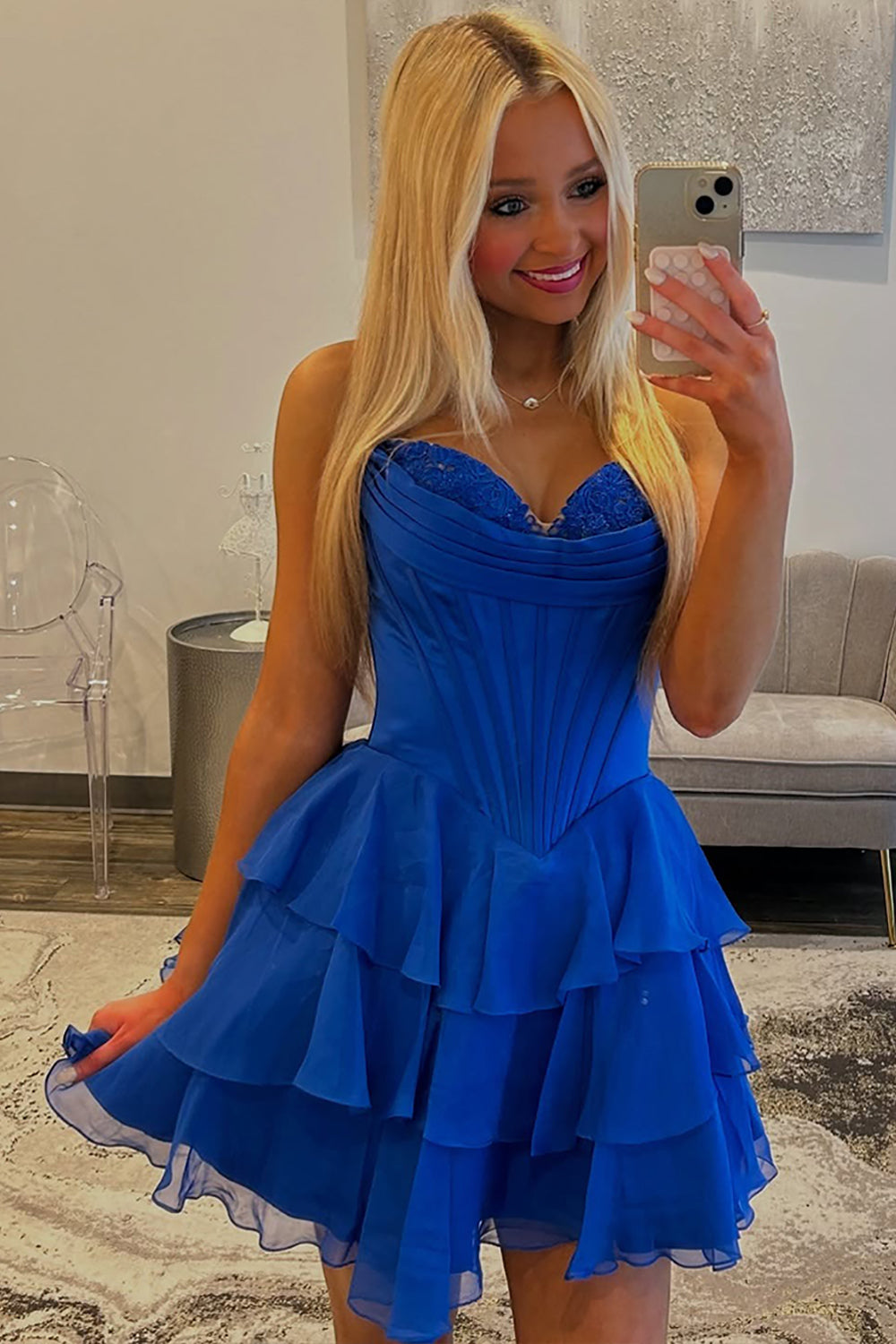 Black Corset A Line Homecoming Dresses Short Cocktail Dresses With Ruffles