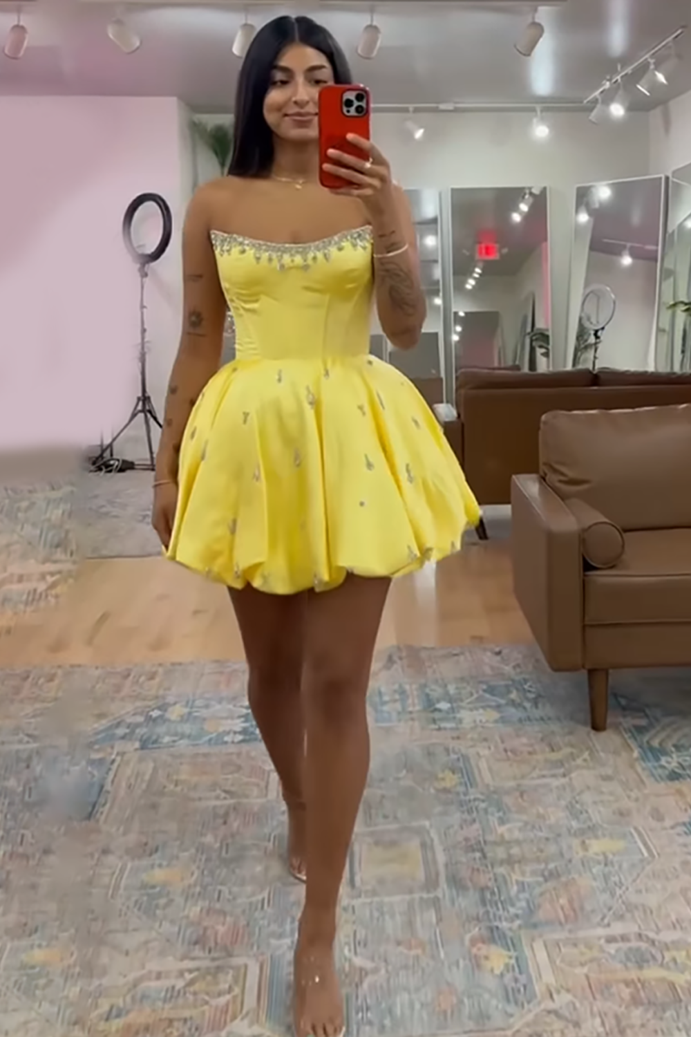 Black Corset Homecoming Dresses Strapless Short Cocktail Dresses With Rhinestone