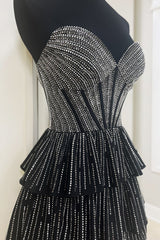 Black Homecoming Dress A Line Corset Short Prom Dress With Ruffles