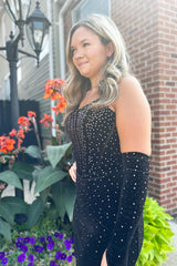 Black Homecoming Dress Beaded Corset Tight Short Prom Dress With Detachable Sleeves