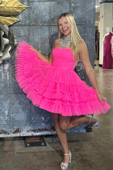 Black Homecoming Dresses A-Line Sweetheart Tulle Tiered Corset Short Cocktail Dresses