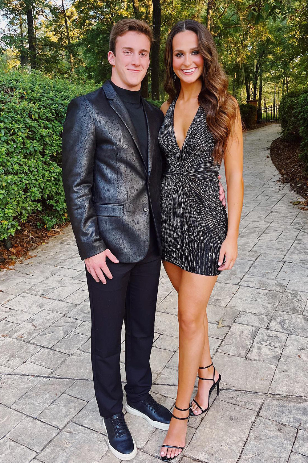 Black Homecoming Dresses Beaded Tight Halter Short Cocktail Dresses