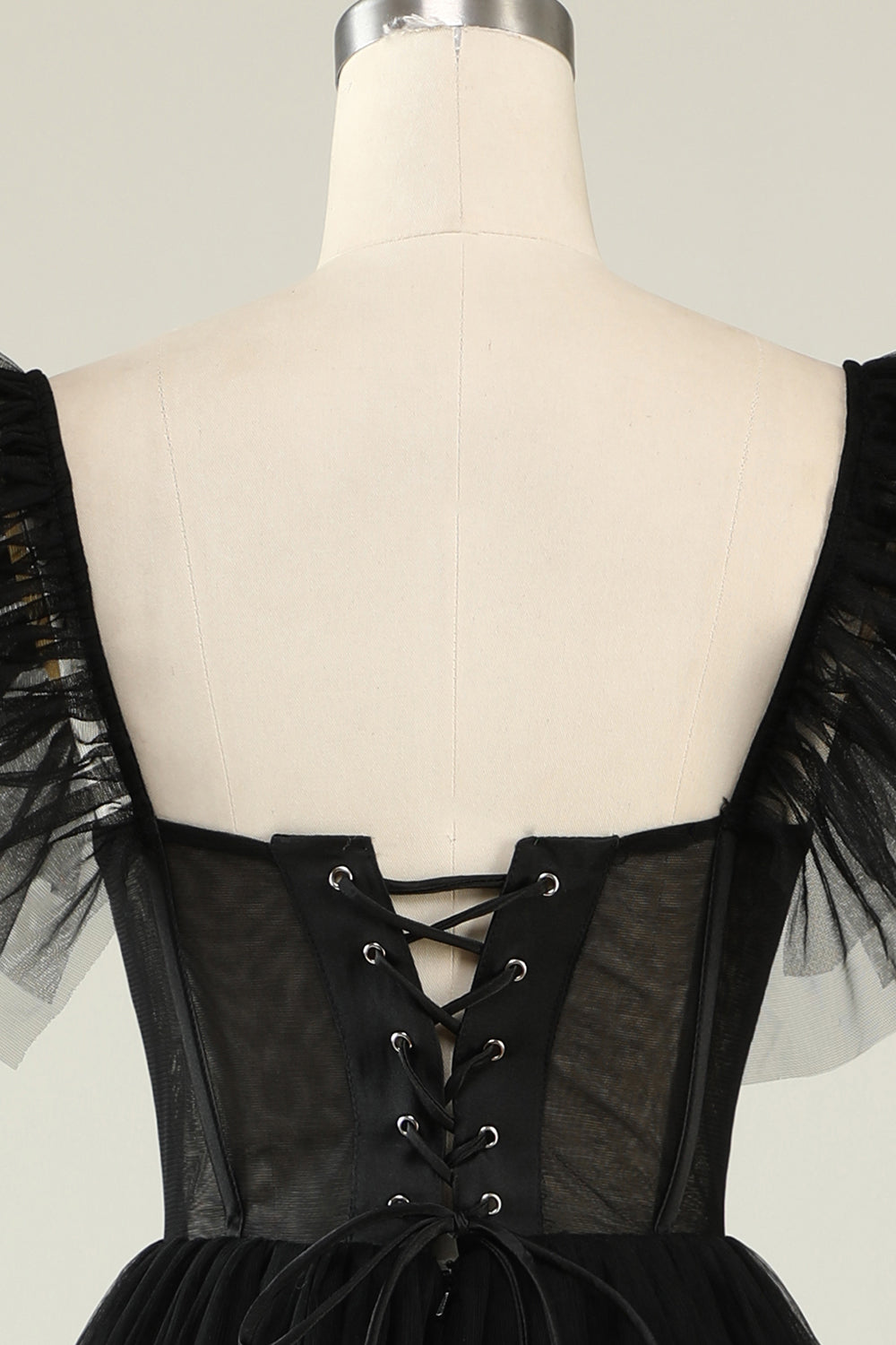 Black Homecoming Dresses Corset Ruffled Tulle Prom Dress