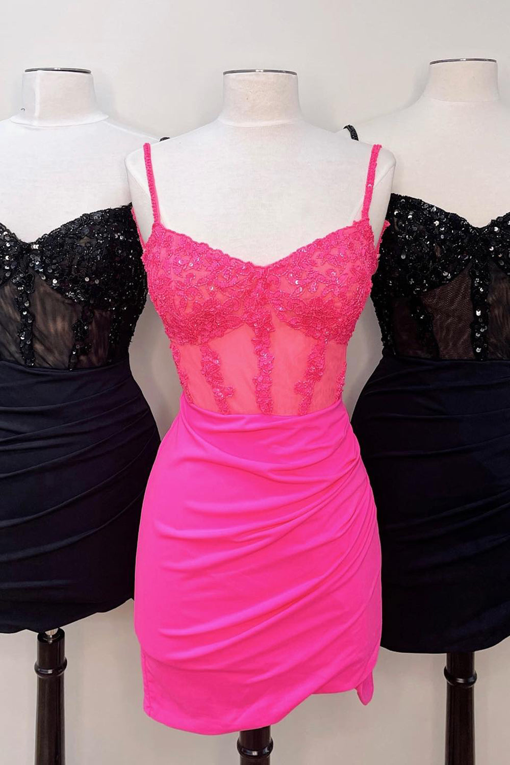 Black Homecoming Dresses Corset Satin Tight Short Cocktail Dresses with Sequin