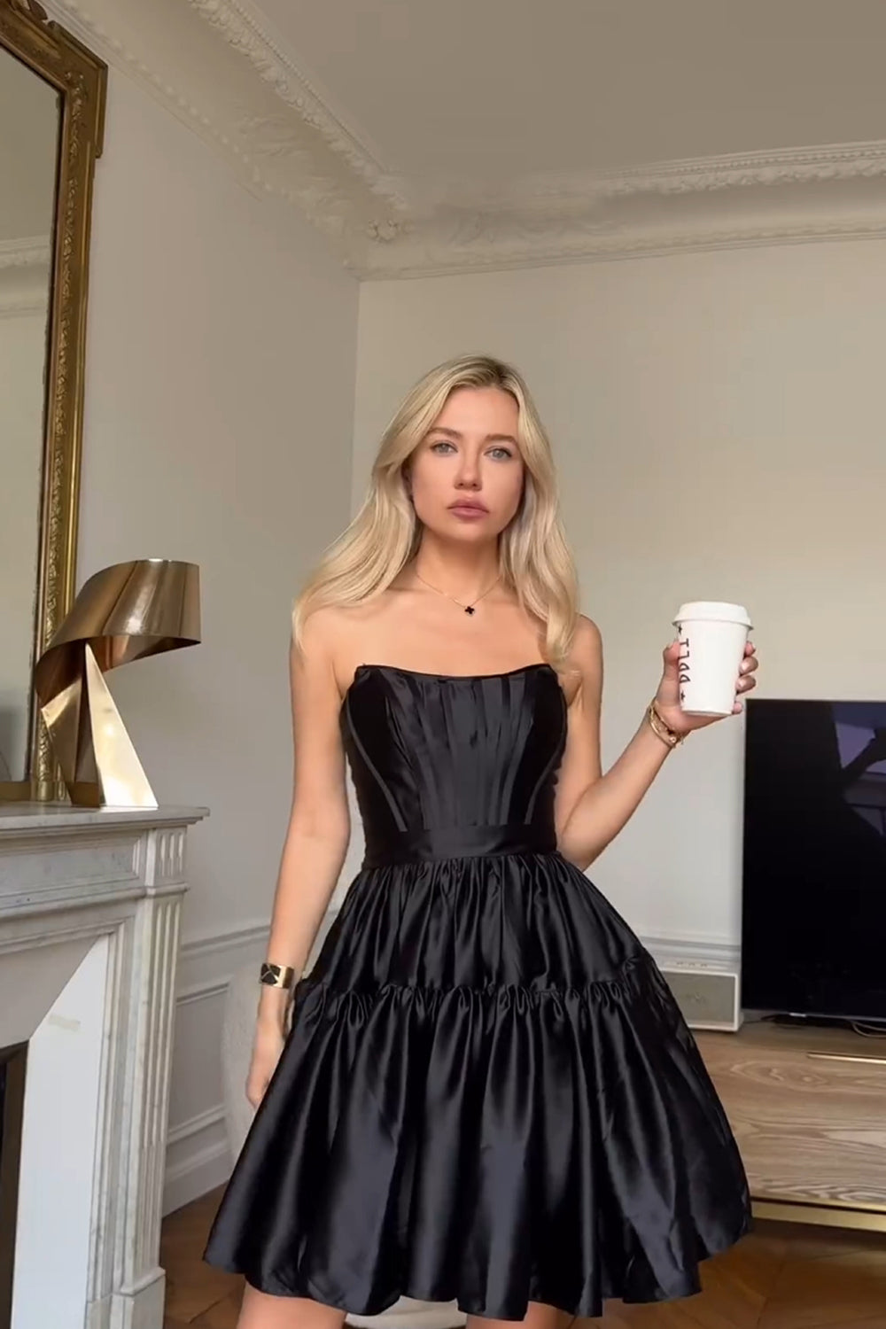 Black Homecoming Dresses Corset Strapless A Line Short Cocktail Dresses