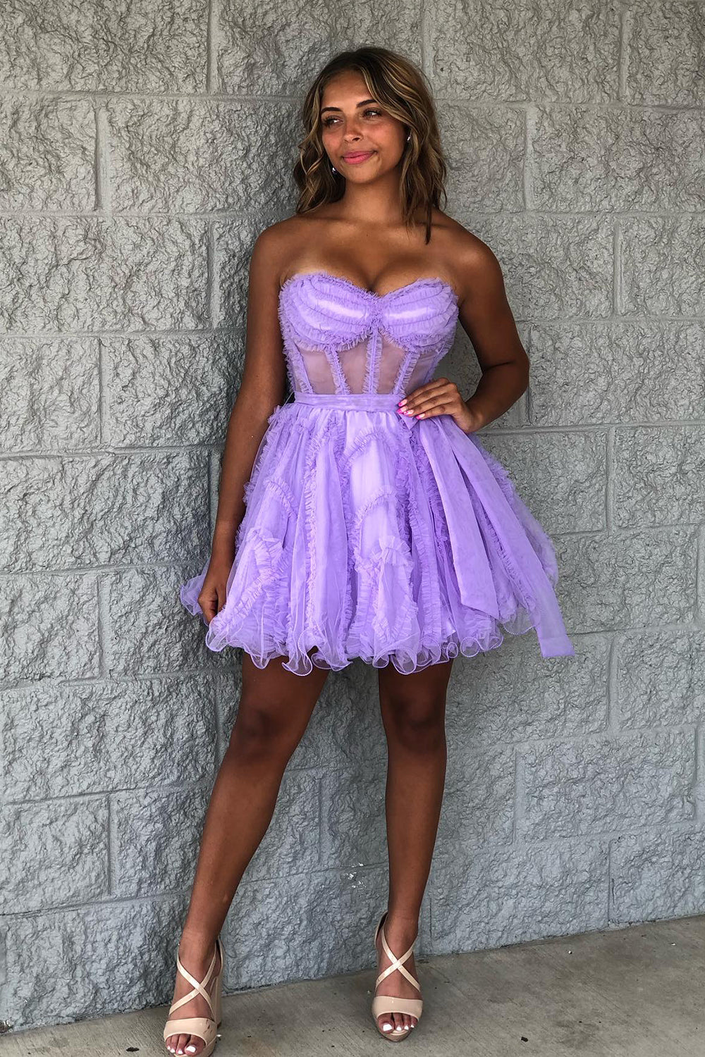 strapless open back dress Suzhoufashion Black Homecoming Dresses Corset Sweetheart A-Line Short Tulle Prom  Dress – suzhoufashion