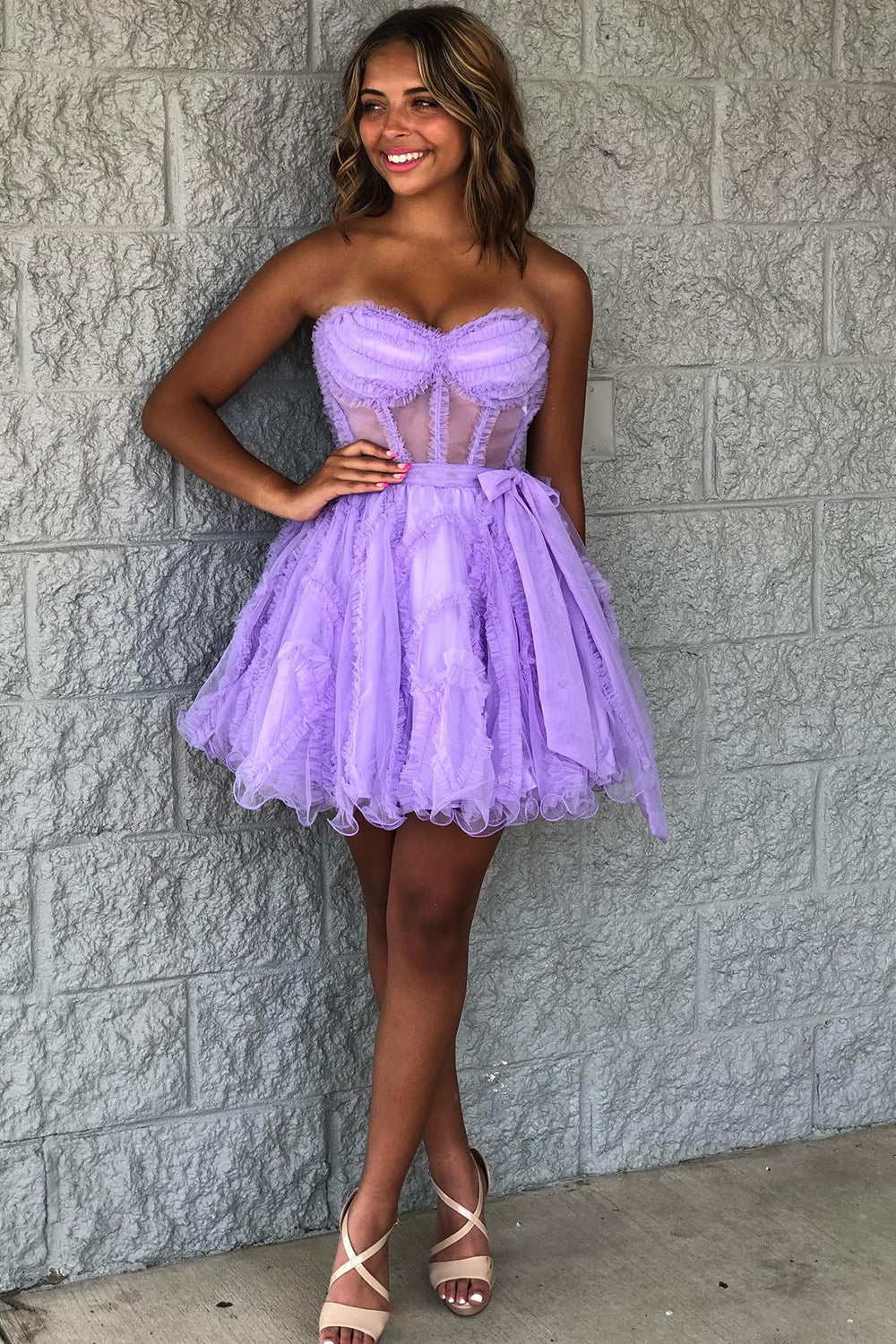 Suzhoufashion Black Homecoming Dresses Corset Sweetheart A-Line Short Tulle  Prom Dress  suzhoufashion
