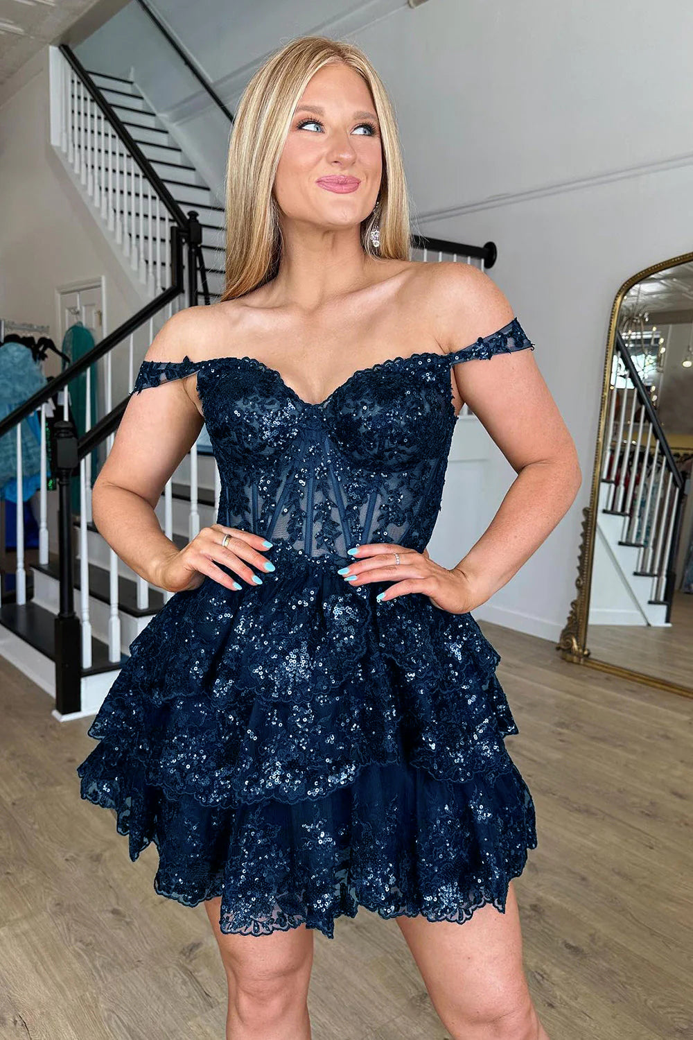Black Homecoming Dress Corset Tiered Lace A-Line Short Prom Dress Suzhoufashion Black Homecoming Dress Corset Tiered Lace A-Line Short Prom Dress Suzhoufashion