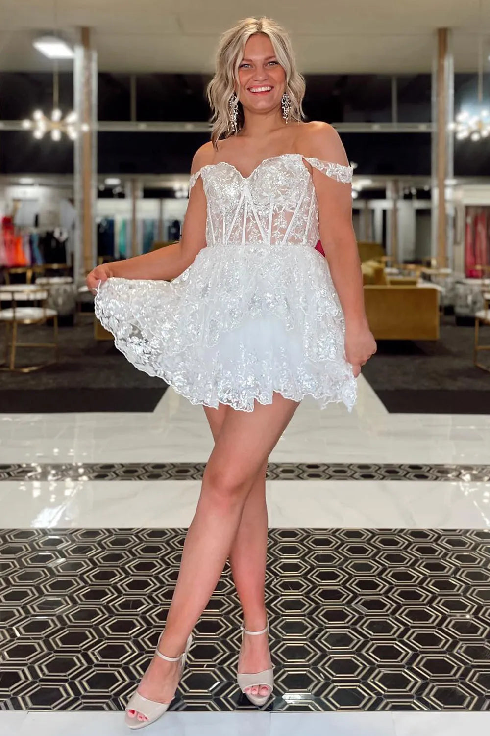 Black Homecoming Dress Corset Tiered Lace A-Line Short Prom Dress Suzhoufashion Black Homecoming Dress Corset Tiered Lace A-Line Short Prom Dress Suzhoufashion