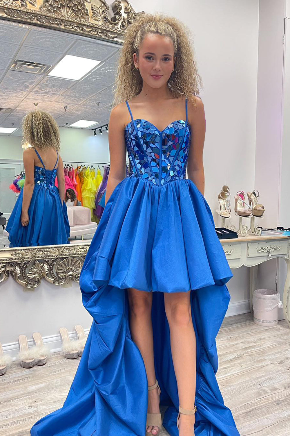 Black Homecoming Dress High Low Satin A-Line Mirror Prom Dress Suzhoufashion Black Homecoming Dress High Low Satin A-Line Mirror Prom Dress Suzhoufashion