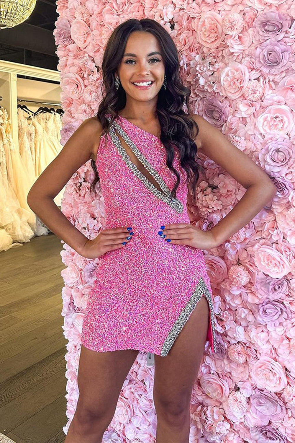 Black Homecoming Dresses Sequin One Shoulder Tight Short Cocktail Dresses