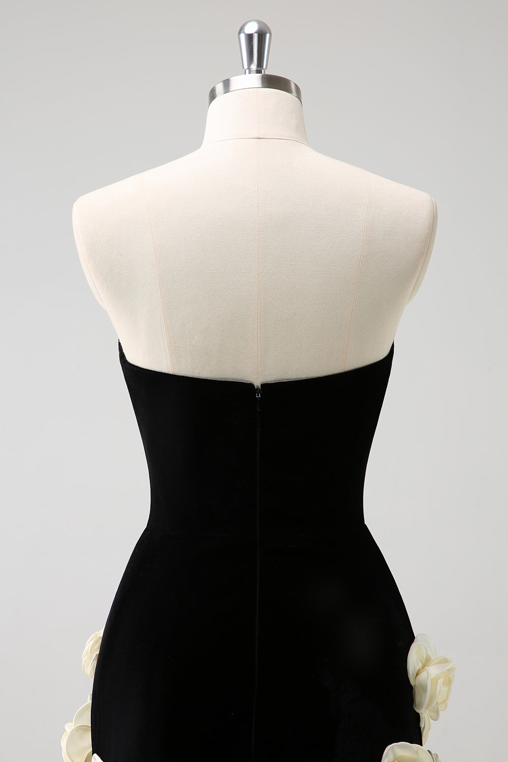 Black Homecoming Dresses Strapless Bodycon Short Cocktail Dresses with 3D Flowers