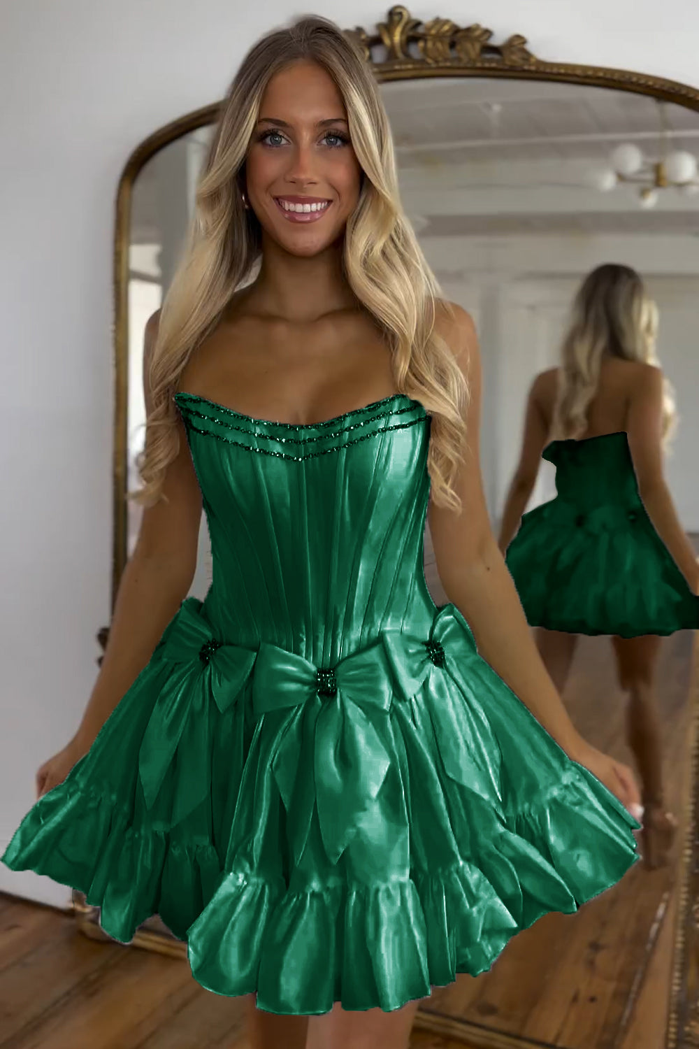 Black Homecoming Dresses Strapless Corset Short Cocktail Dresses With Bow