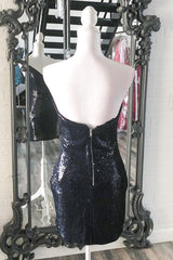 Black Homecoming Dresses Sweetheart Sequin Tight Short Cocktail Dresses