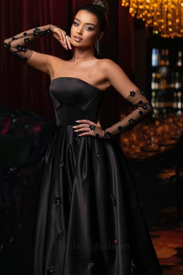black prom dress with bouquet 34 Prom ideas