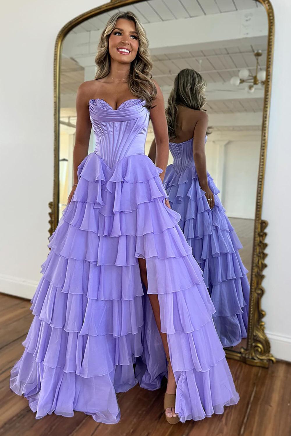 Suzhoufashion Black Prom Dress A Line Sweetheart Ruffled Corset Long Formal Dress With Slit suzhoufashion Suzhoufashion Black Prom Dress A Line Sweetheart Ruffled Corset Long Formal Dress With Slit suzhoufashion
