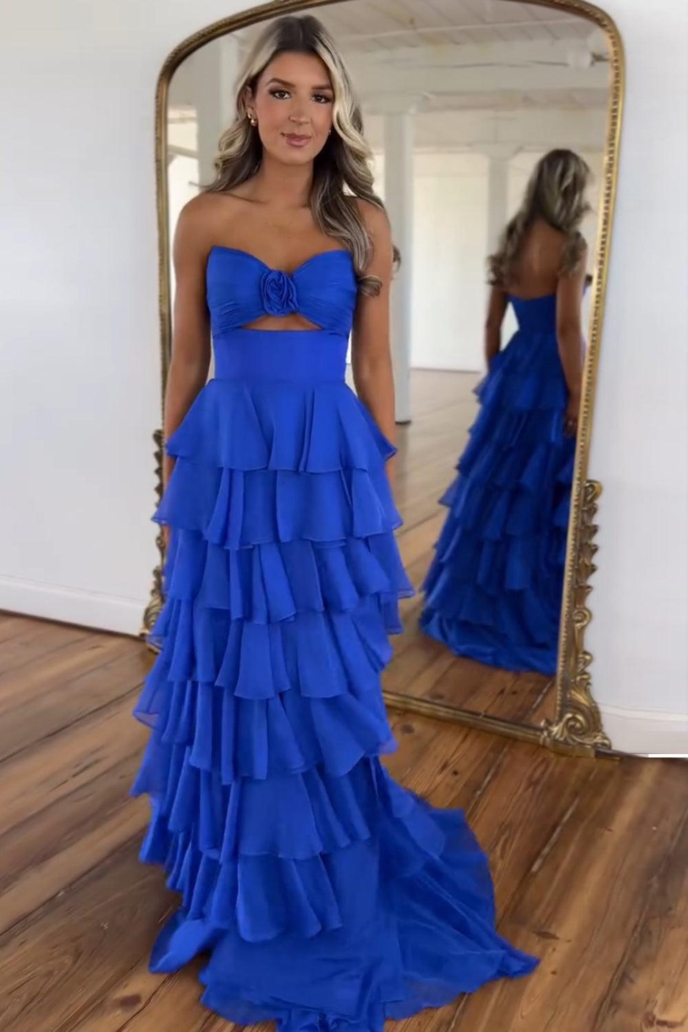 Black Prom Dress White Prom Dress Sweetheart Ruffled Long Formal Dress With Slit