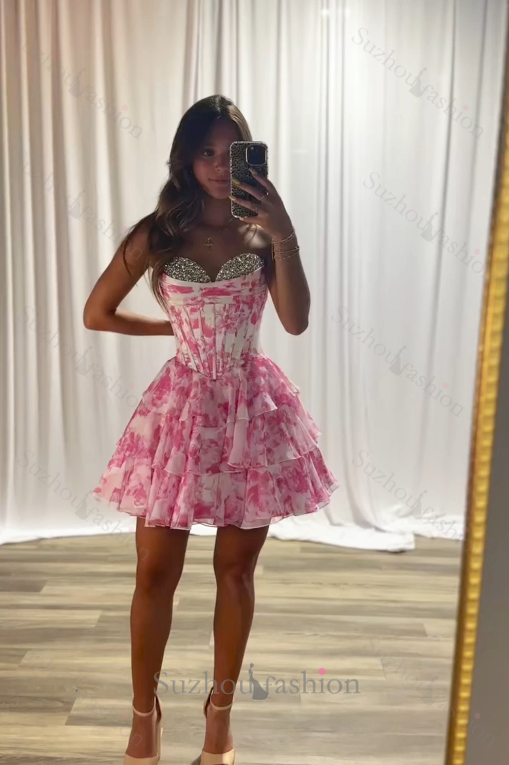 Blue A Line Homecoming Dresses Floral Corset Short Cocktail Dresses With Beading