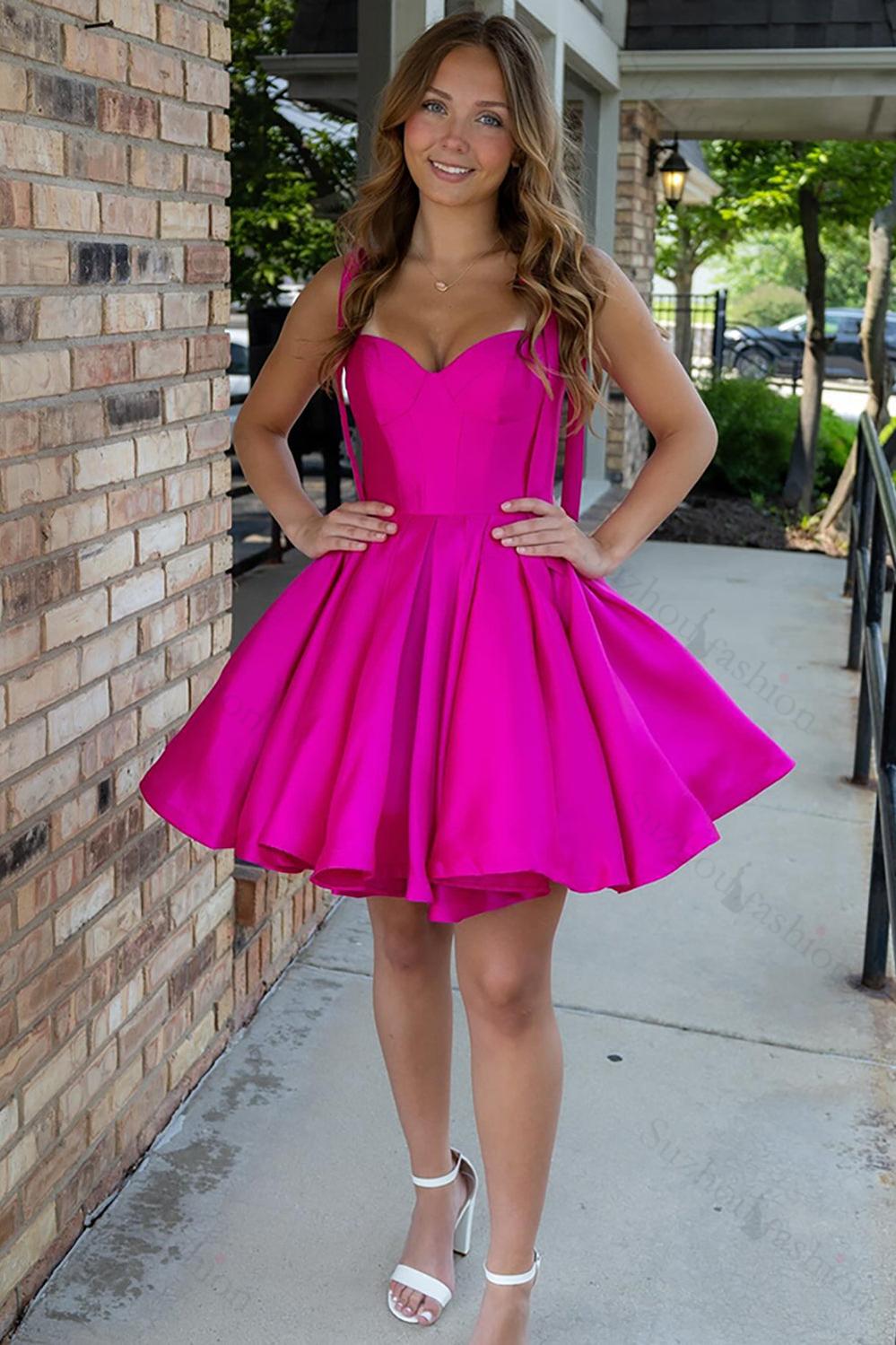 Blue A Line Homecoming Dresses Satin Short Corset Cocktail Dresses With Bows