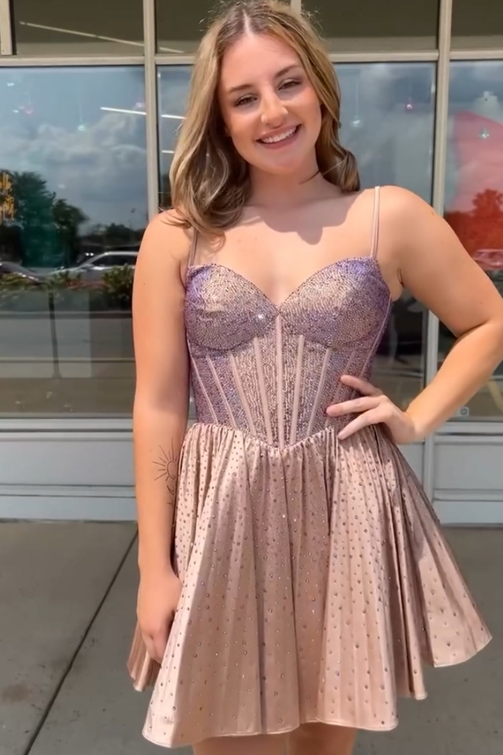 Blue Homecoming Dresses Beaded Corset A Line Short Cocktail Dresses