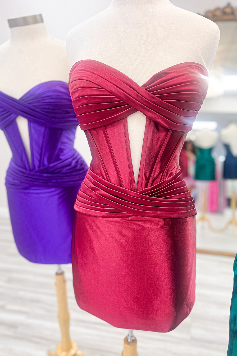 Blue Homecoming Dresses Corset Keyhole Tight Short Cocktail Dresses with Ruffles
