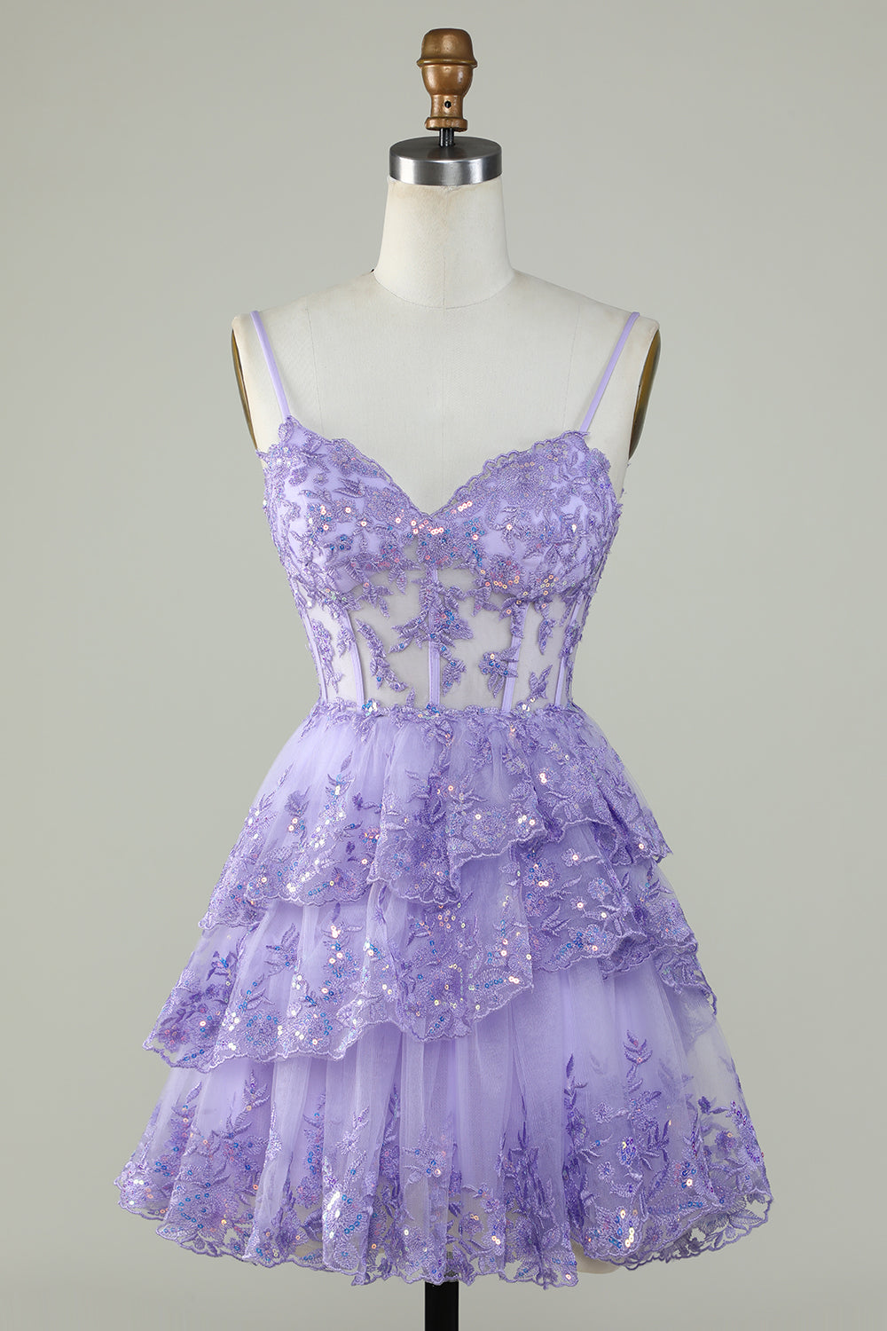 Blue Homecoming Dresses Corset Top Spaghetti Straps A-Line Lace Short Cocktail Dresses