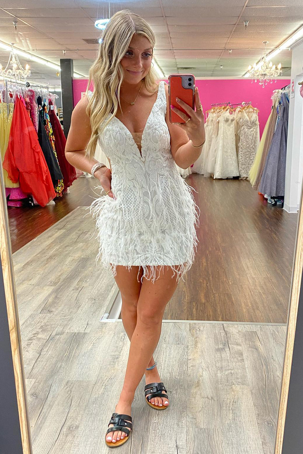 Blue Homecoming Dresses Sequined Tight Short Cocktail Dresses with Feathers