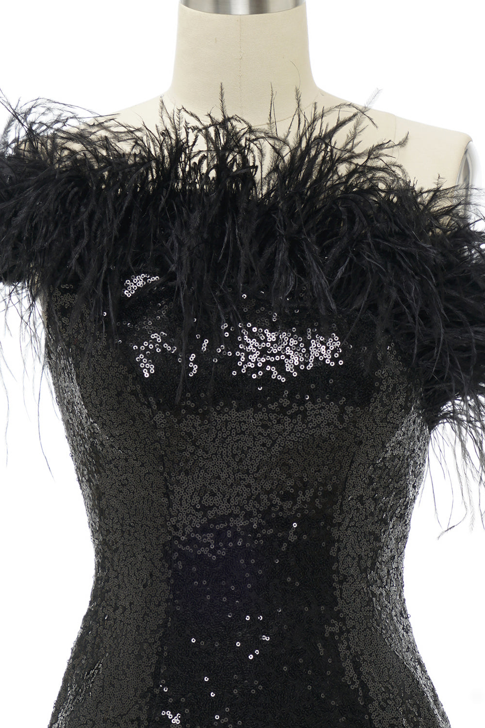Blue Homecoming Dresses Tight Sequin Prom Dress with Feathers