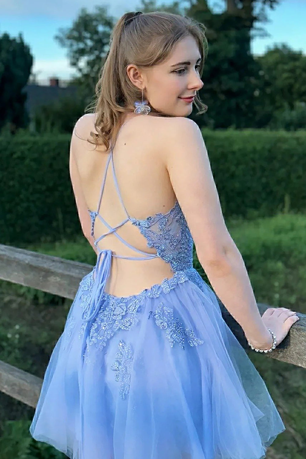 Blush Homecoming Dresses A-Line Tulle Short Cocktail Dresses with Appliques