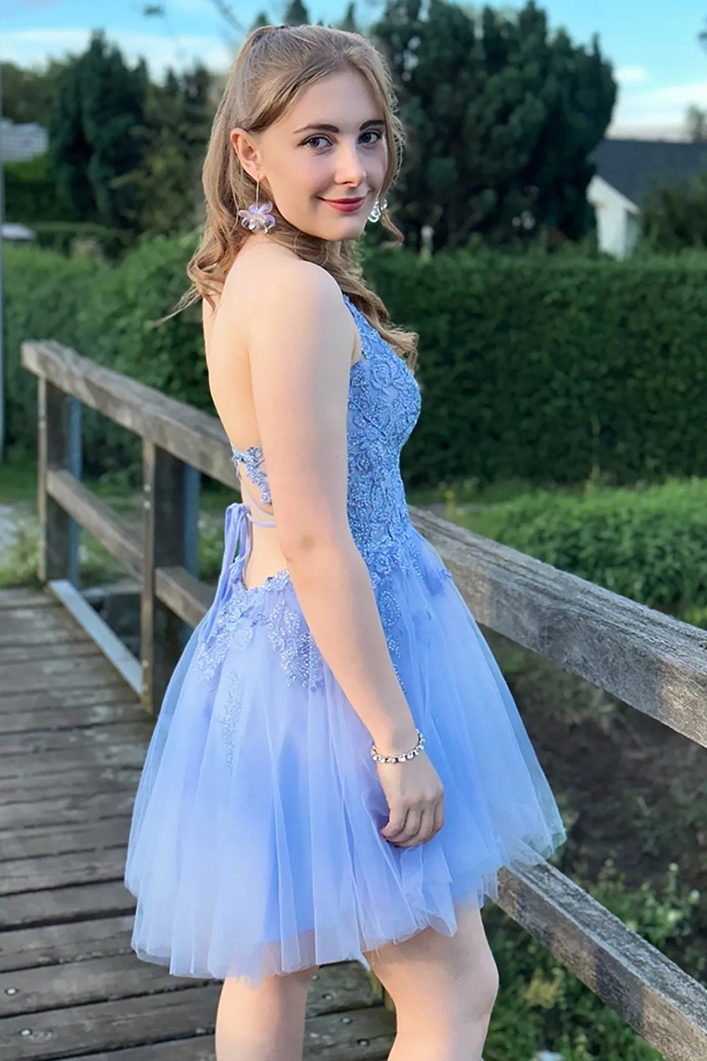 Blush Homecoming Dresses A-Line Tulle Short Cocktail Dresses with Appliques