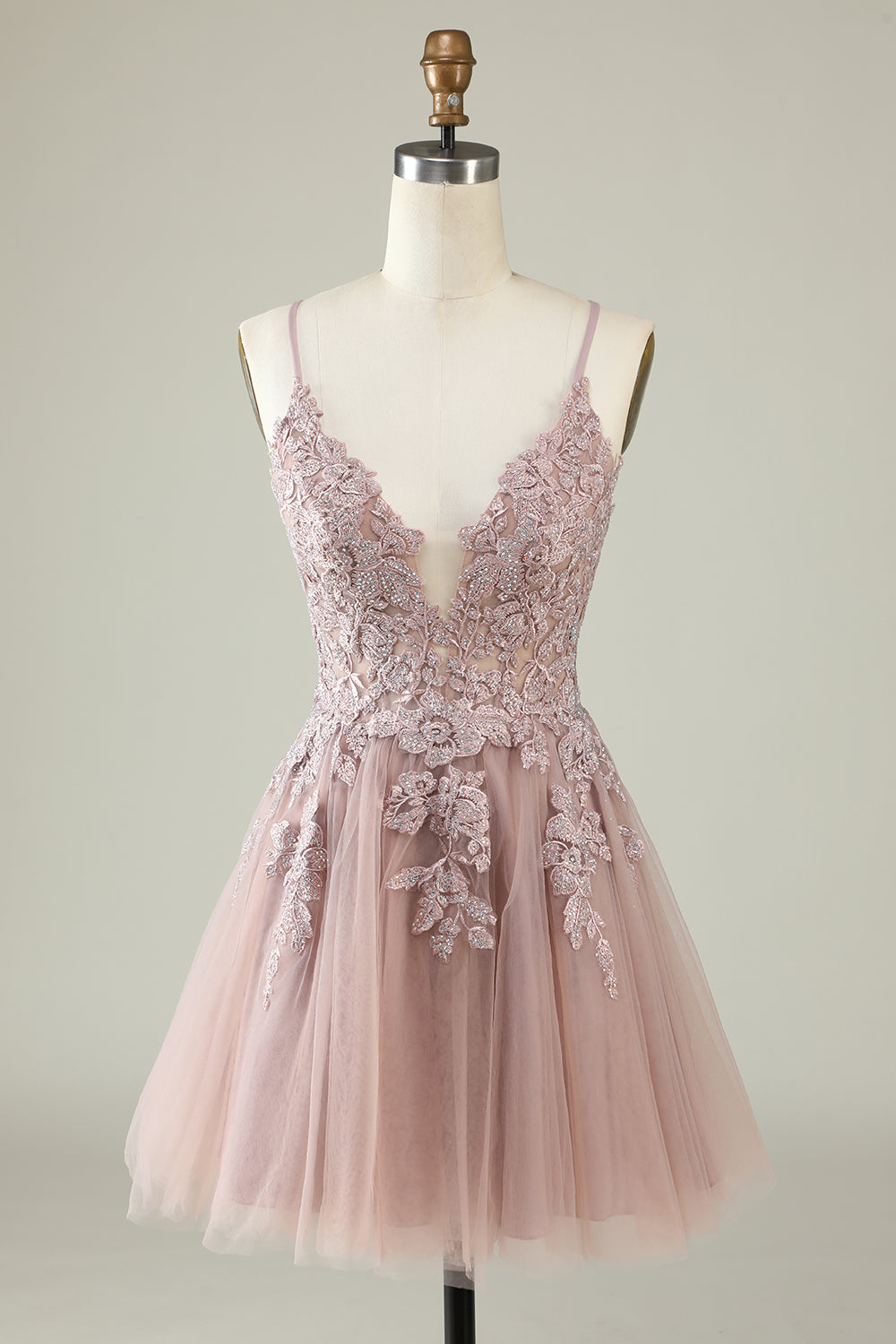 Blush Homecoming Dresses A-Line Tulle Short Cocktail Dresses with Appliques