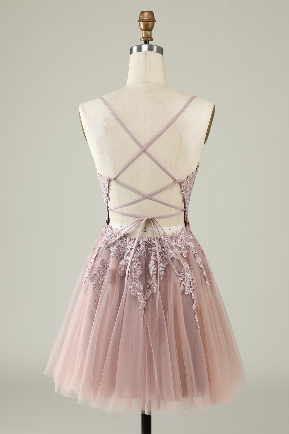 Blush Homecoming Dresses A-Line Tulle Short Cocktail Dresses with Appliques