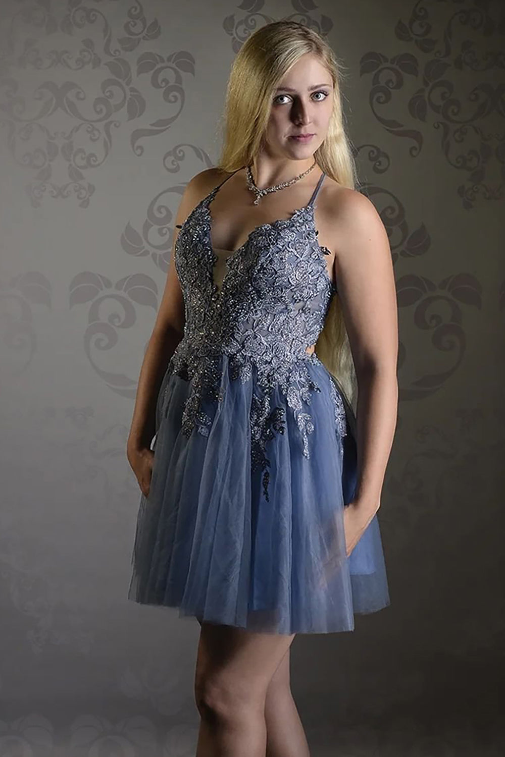 Blush Homecoming Dresses A-Line Tulle Short Cocktail Dresses with Appliques