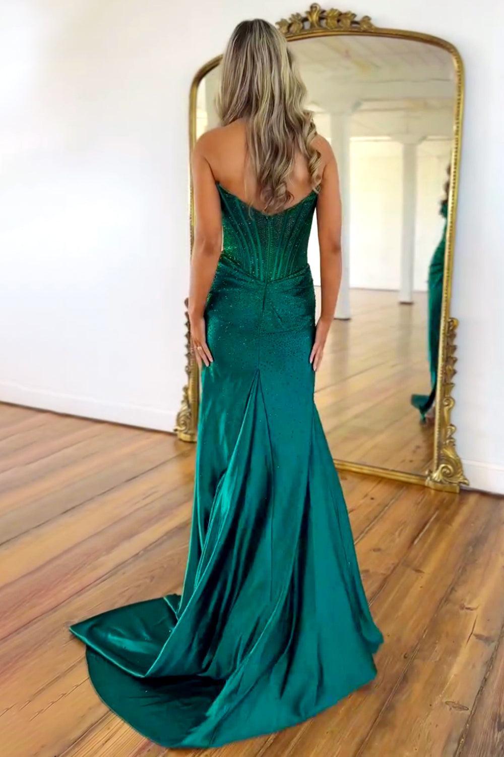 Suzhoufashion Blush Pink Corset Long Beaded Prom Dress With Rhinestone Details Formal Evening Gown