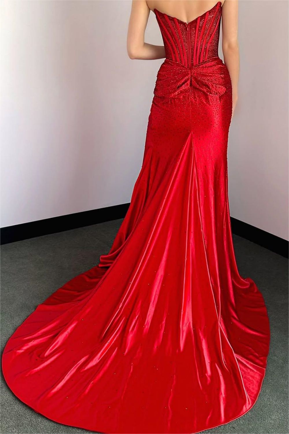 Suzhoufashion Blush Pink Corset Long Beaded Prom Dress With Rhinestone Details Formal Evening Gown