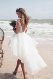 Boho Bateau Ankle Length Hi-Lo Beach Wedding Dress