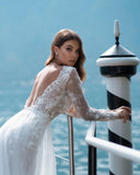 Boho Simple A-line Lace Wedding Dresses With Sleeves