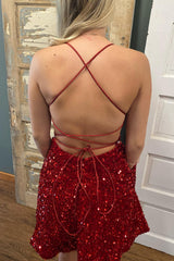Burgundy Homecoming Dresses A-Line Backless Short Hoco Dress with Pockets