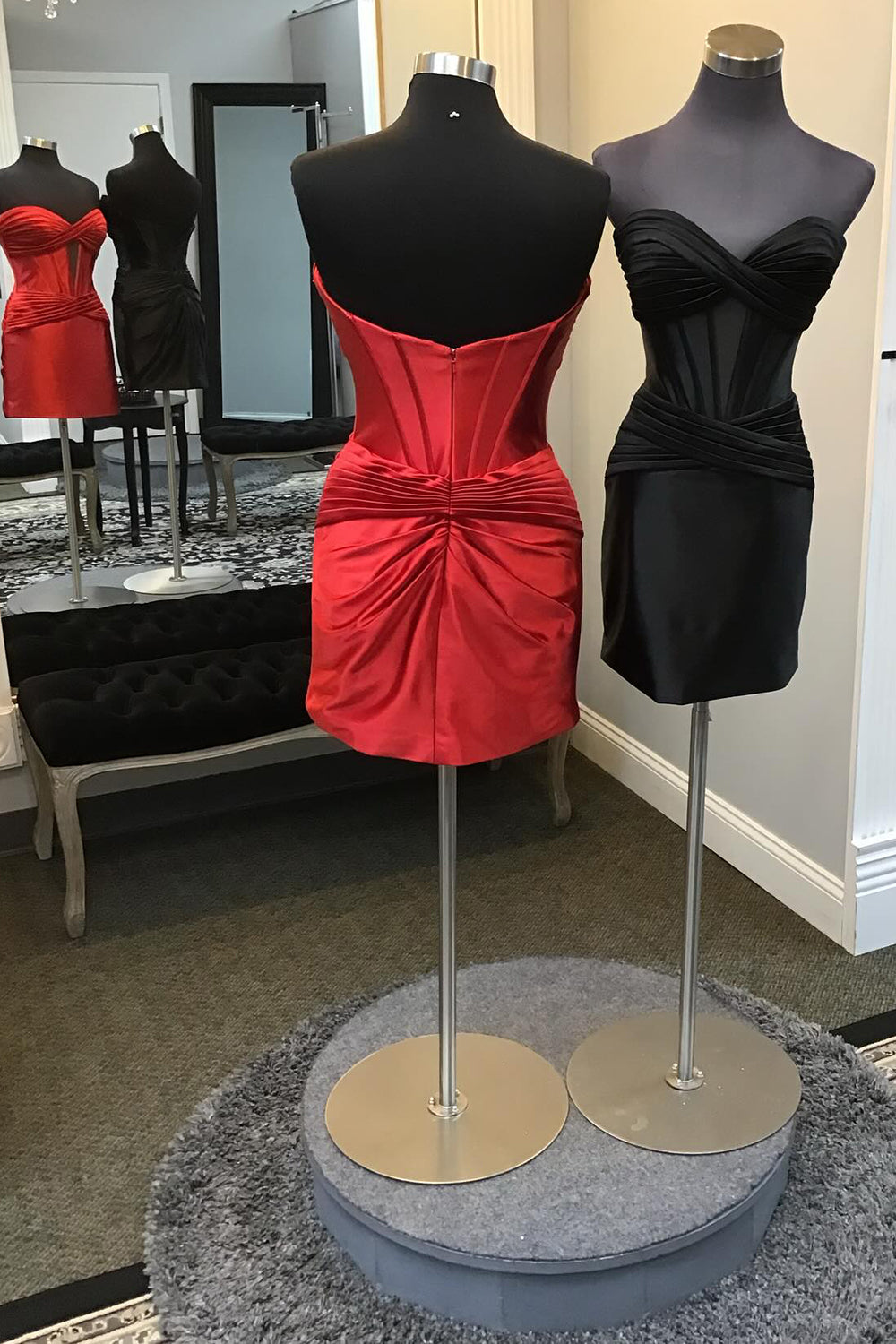 Burgundy Homecoming Dress Corset Strapless Tight Short Prom Dress Suzhoufashion