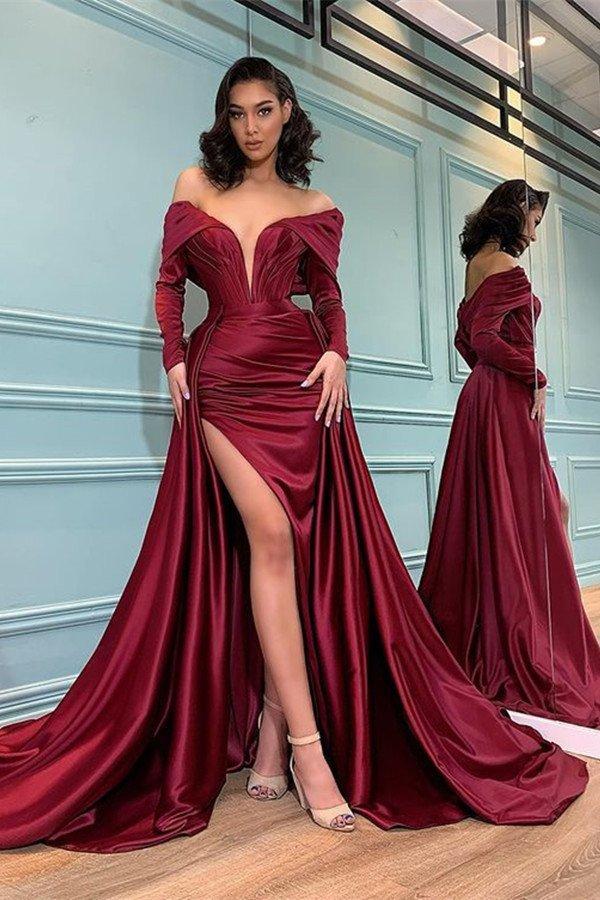 chinese dress ladies Women's Long Sleeves Evening Gown Glittering Sequined Feather Mermaid Prom  Dress Red US2 at Amazon Women's Clothing store main image 0