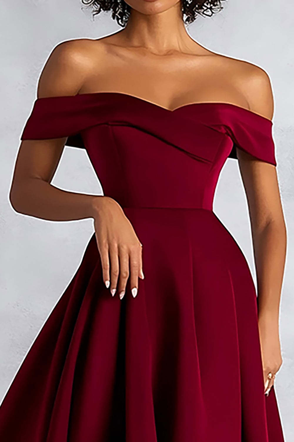 Burgundy Wedding Guest Dress A Line Ruched Knee-Length Formal Dress