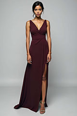 Cabernet Sheath Backless Long Formal Dress With Slit