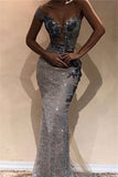 Cap Sleeves Floor Length Mermaid Prom Dresses | Gorgeous Sequins One-Shoulder V-Neck Dresses
