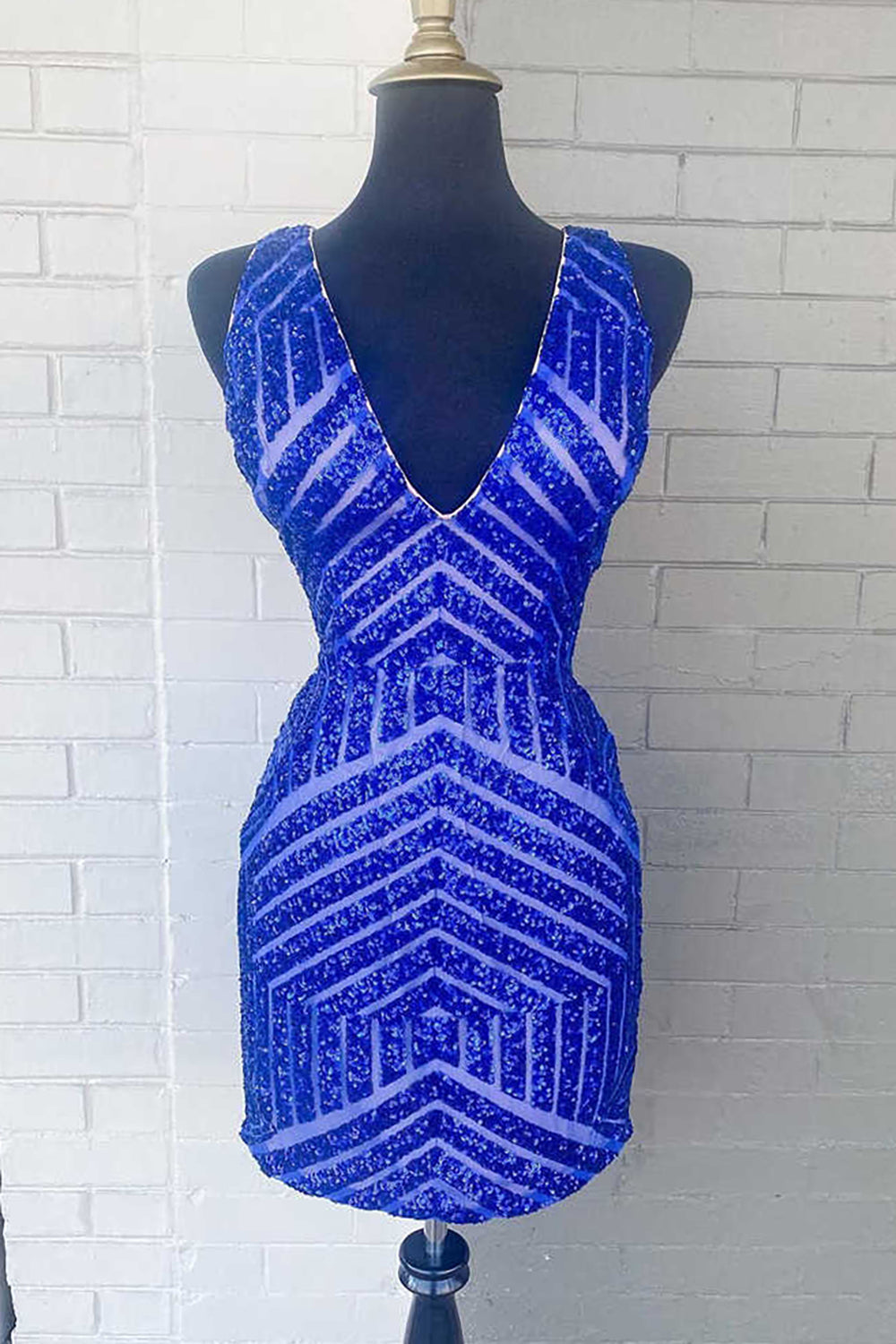 Champagne Homecoming Dresses Sequin V-Neck Tight Prom Dress