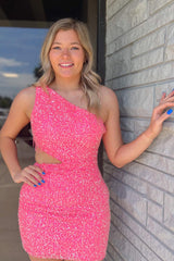 Champagne Homecoming Dresses Sequined Cut Out Tight Short Cocktail Dresses with Fringes