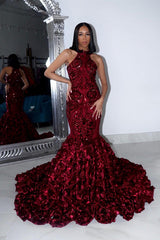 Charming Long Sleeveless High Collar Mermaid Prom Dress