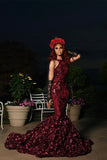 Charming Long Sleeveless High Collar Mermaid Prom Dress