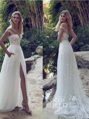 Charming Off The Shoulder Tulle Lace Appliques A-Line Wedding Dresses