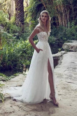 Charming Off The Shoulder Tulle Lace Appliques A-Line Wedding Dresses