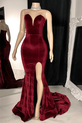 Charming Sleeveless Sweetheart Split Front Mermaid Prom Dress